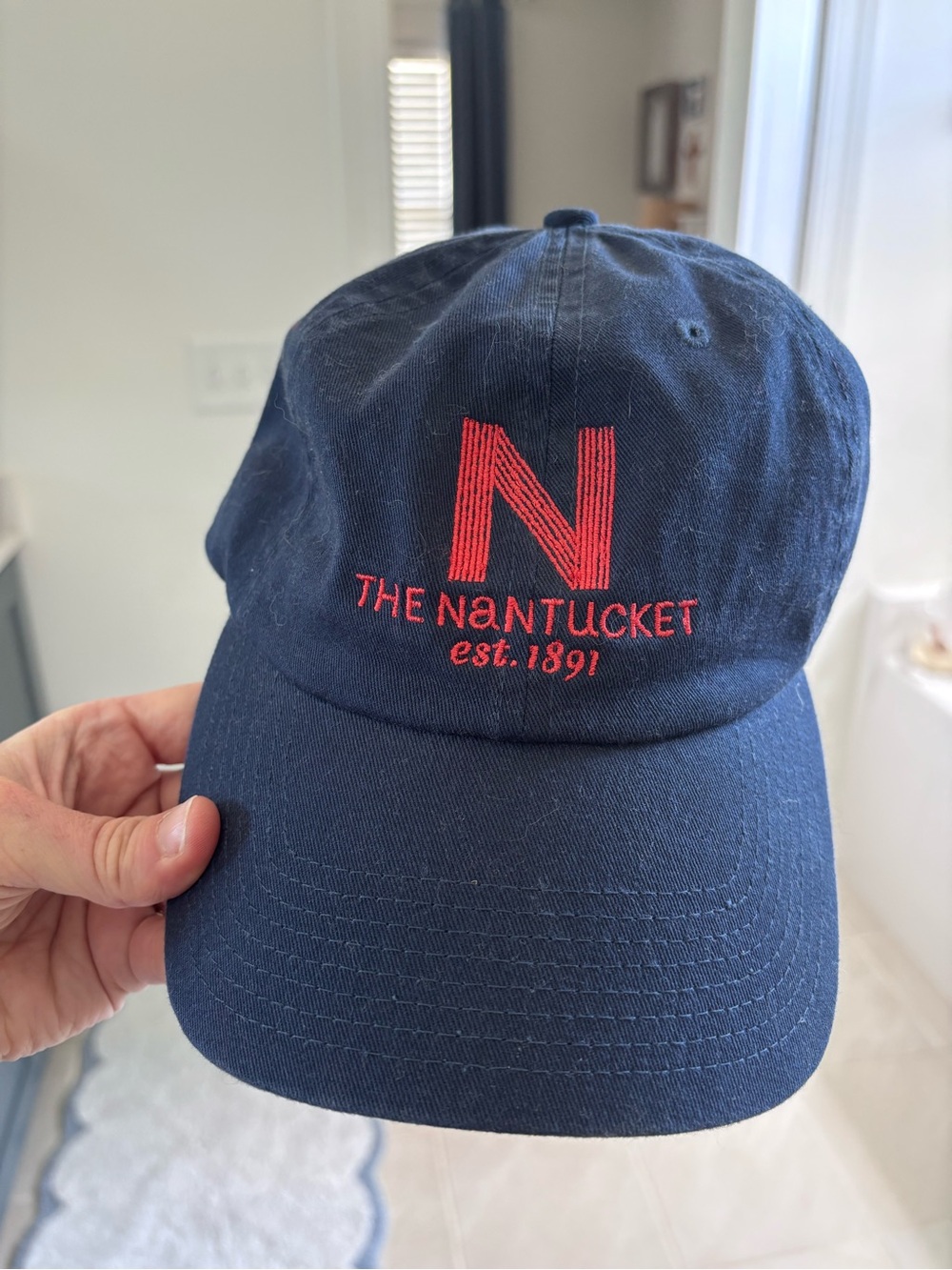 Fahrenheit Navy Blue Baseball Cap with Red Nantucket Logo